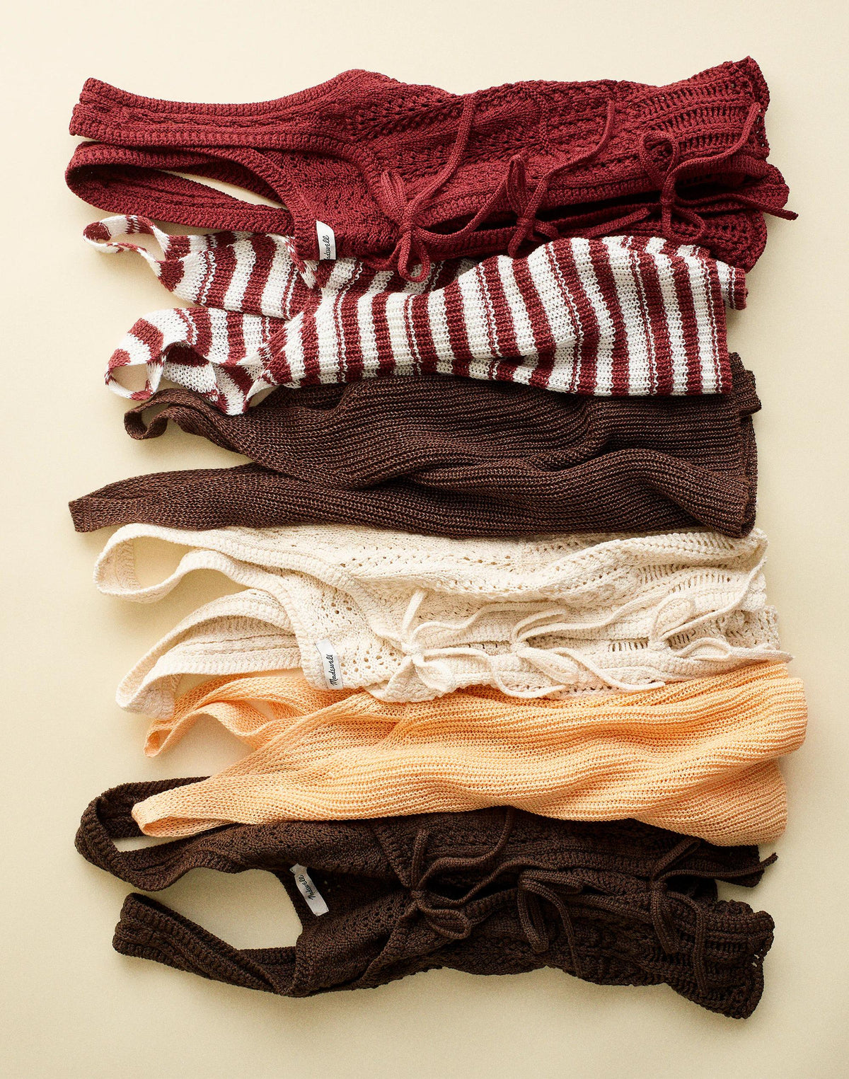 V-Neck Tank in 100% Linen Ivory And Dusty Merlot | Madewell