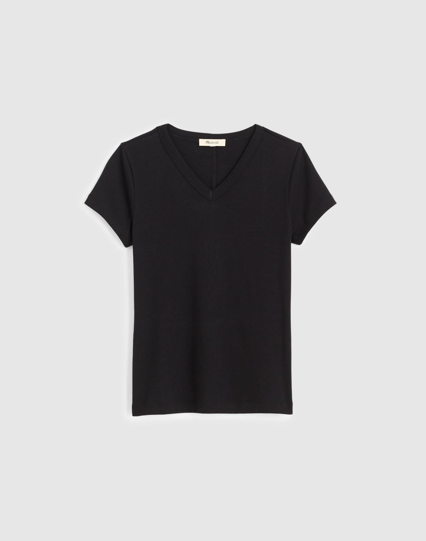 The '90s V-Neck Baby Tee in Compact Cotton Jet Black | Madewell