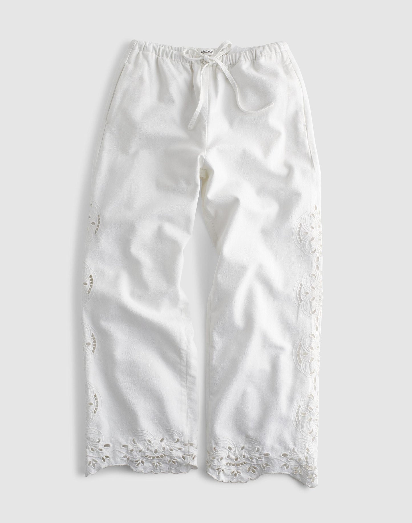 Embroidered Denim Pull-On Pants Tile White | Madewell