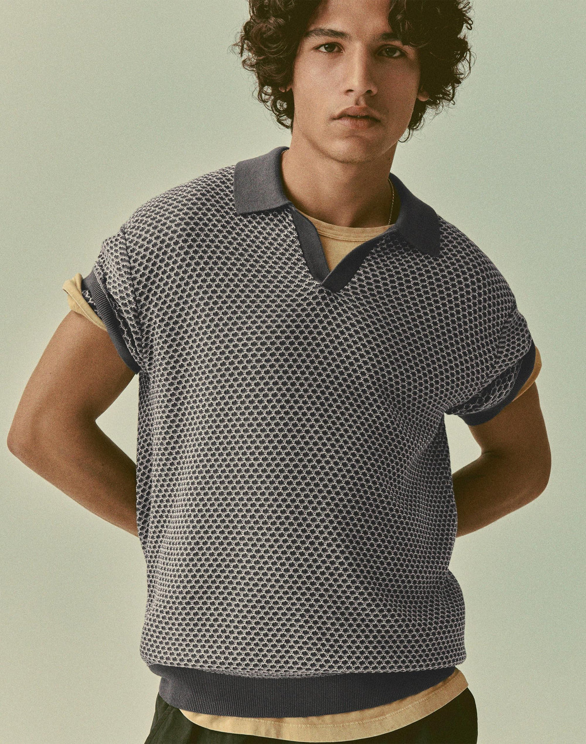 Johnny-Collar Sweater Polo Stormy Spruce | Madewell
