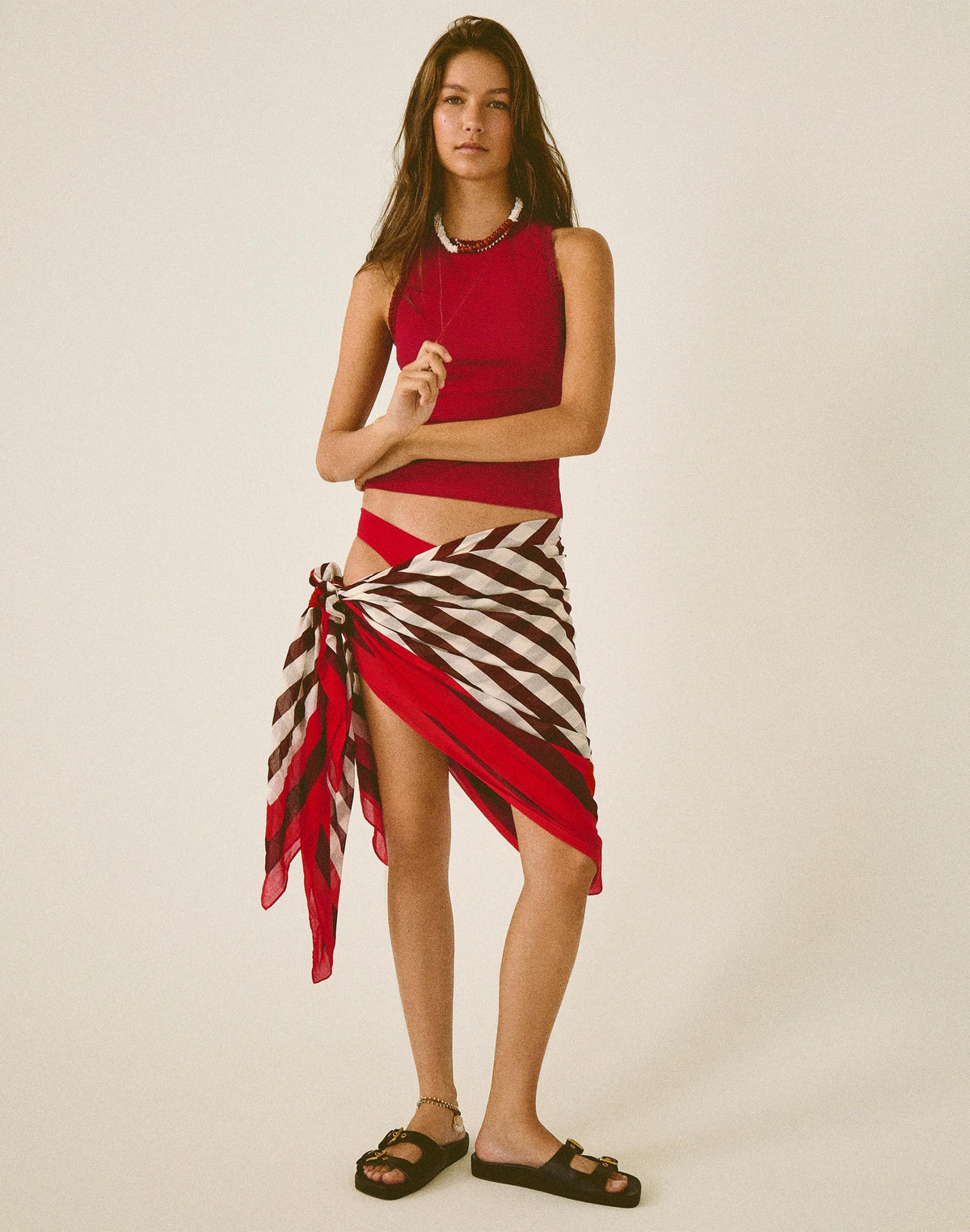 Striped Sarong Border Stripe Plum | Madewell