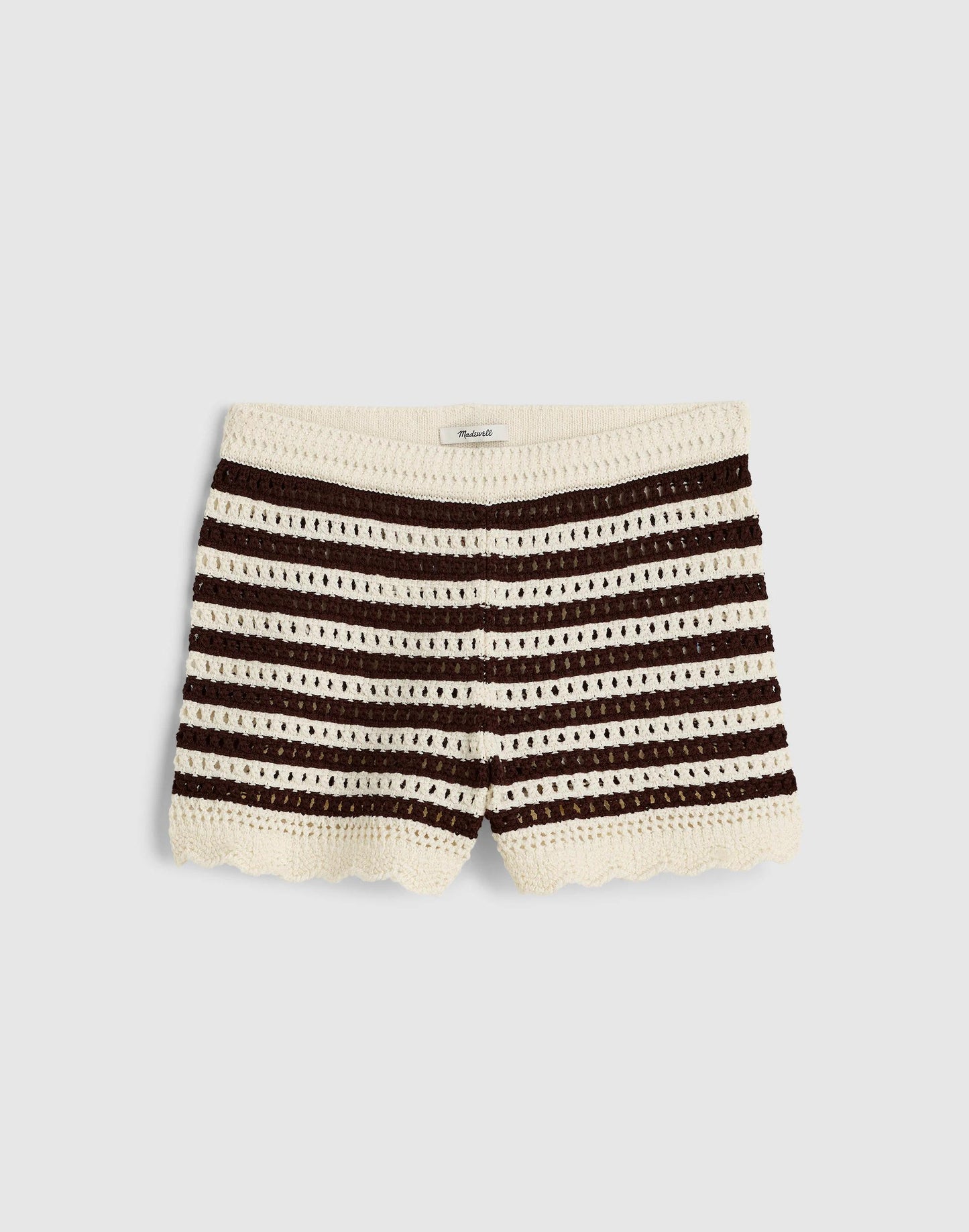 Madewell x Shopbop Pointelle-Knit Shorts Brown And Ivory Stripe | Madewell