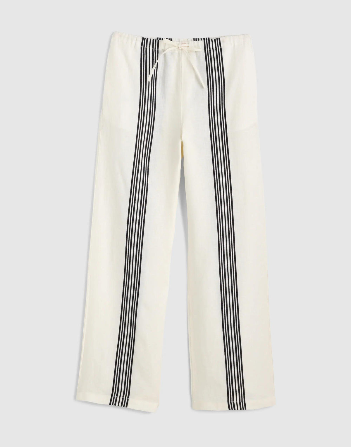 Pull-On Pants in Linen Blend Bold Placement Stripe Black | Madewell