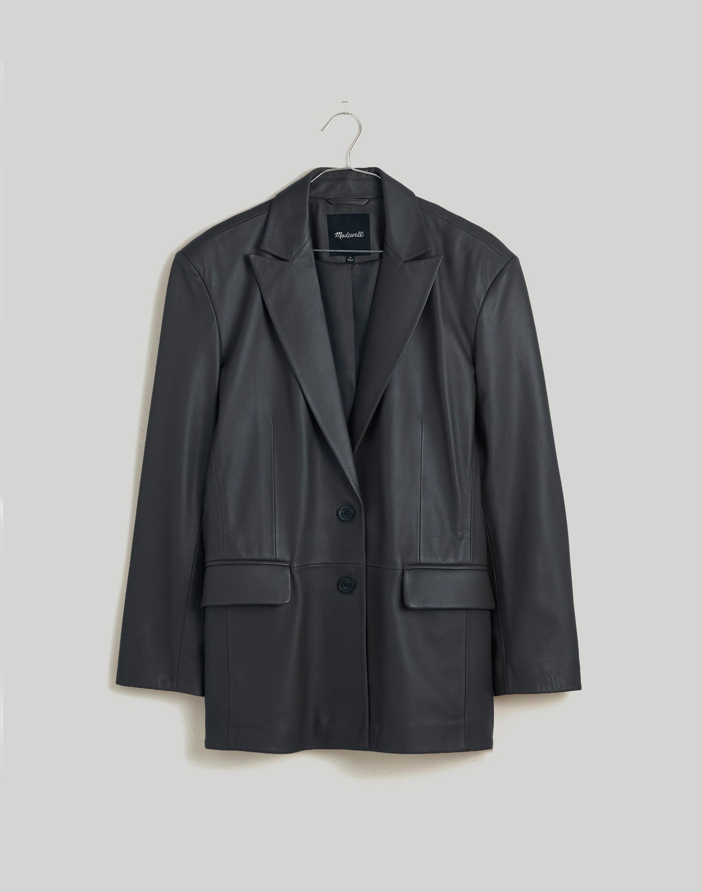 The Bedford Oversized Blazer in Leather True Black | Madewell