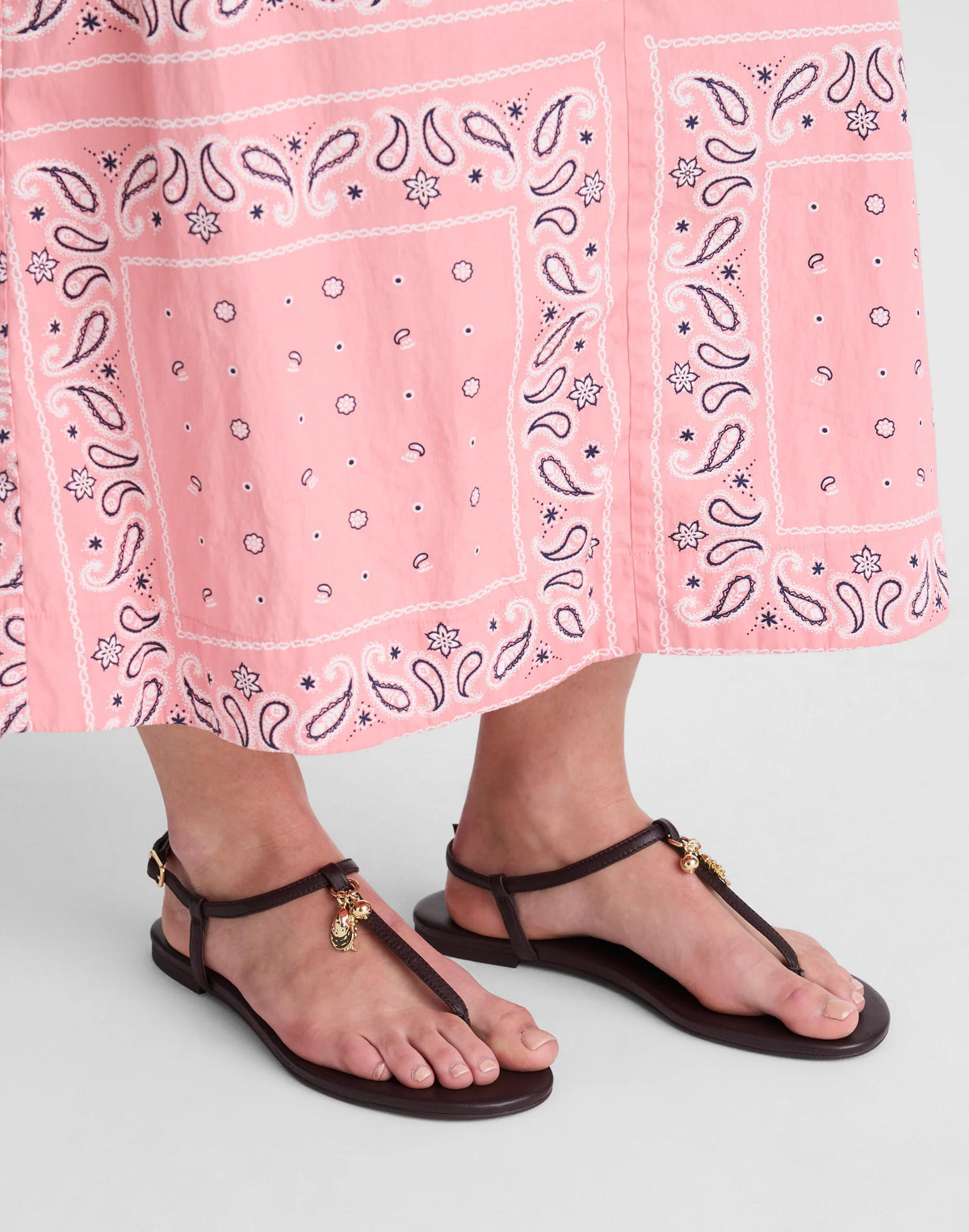 Madewell x Shopbop Iggy Charm T-Strap Sandal in Leather Coffee Bean | Madewell
