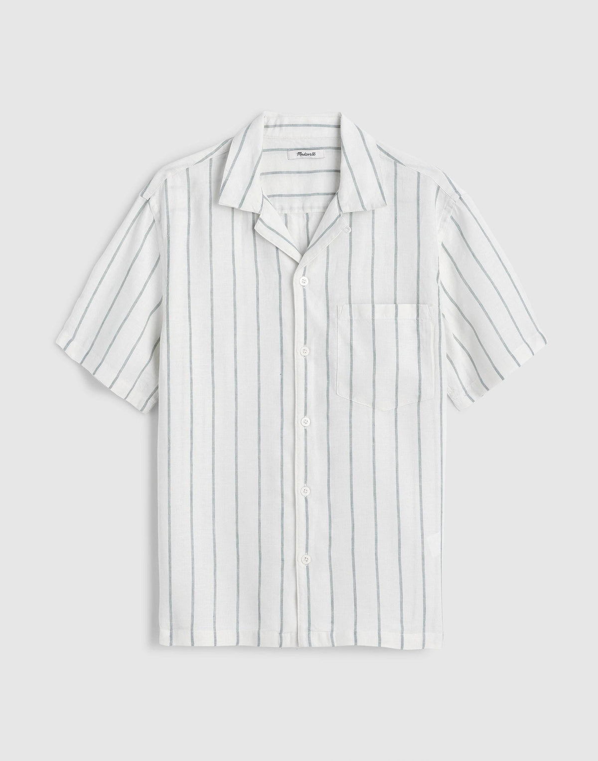 Short-Sleeve Camp Shirt in Linen Simple Stripe Flipped | Madewell