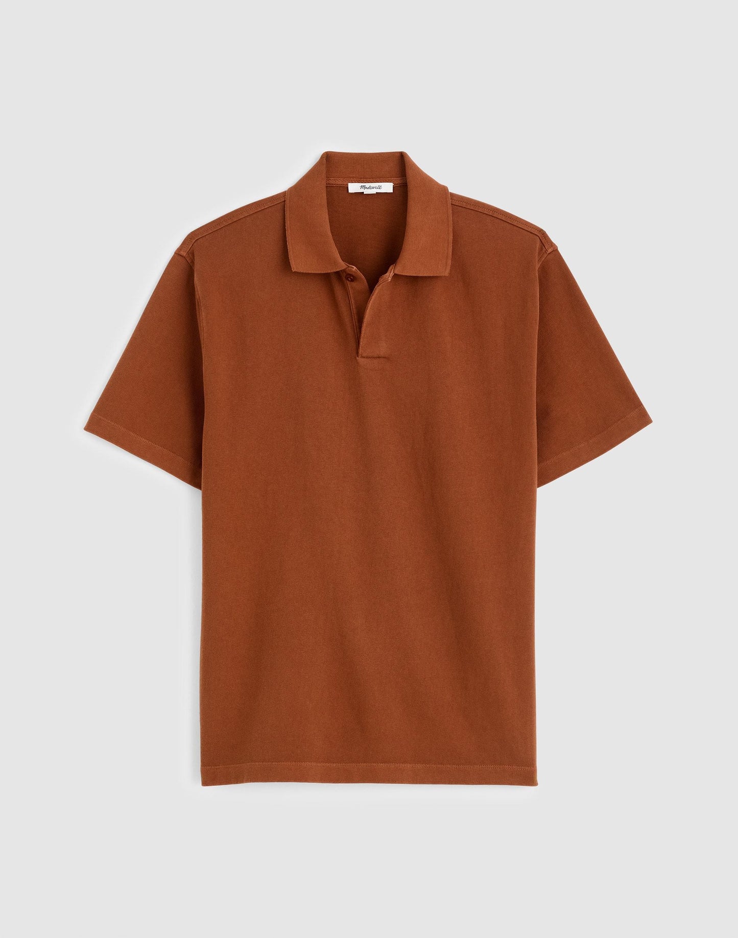 Short-Sleeve Compact-Knit Polo Cinnamon Stick | Madewell
