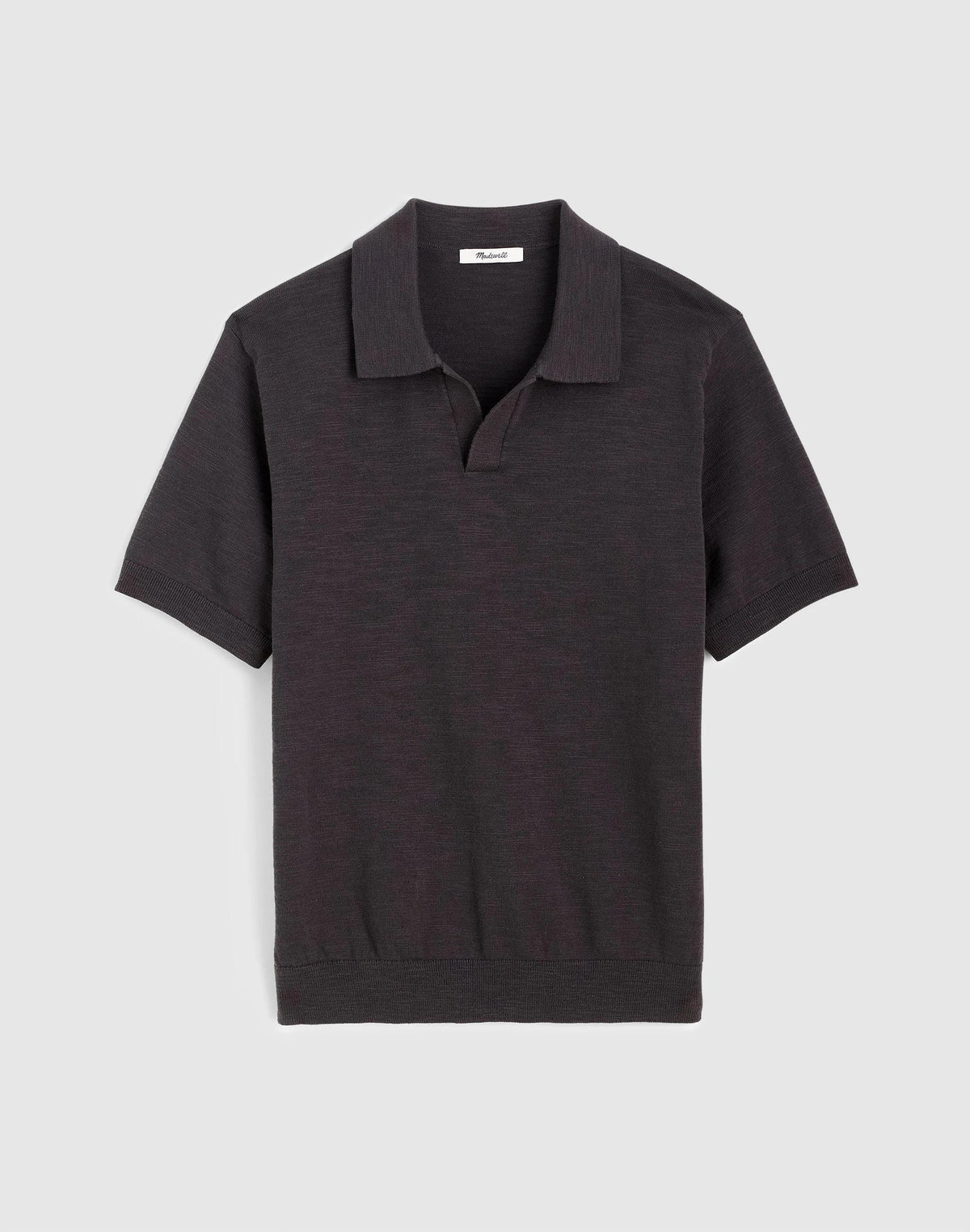 Johnny-Collar Sweater Polo in Slub Knit Cotton Coal | Madewell