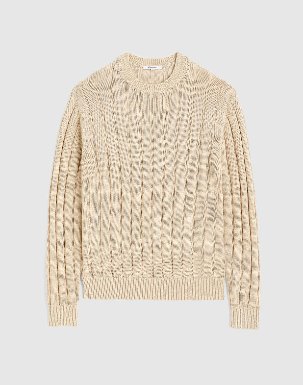 Crewneck Sweater in DuneRib Linen Natural | Madewell