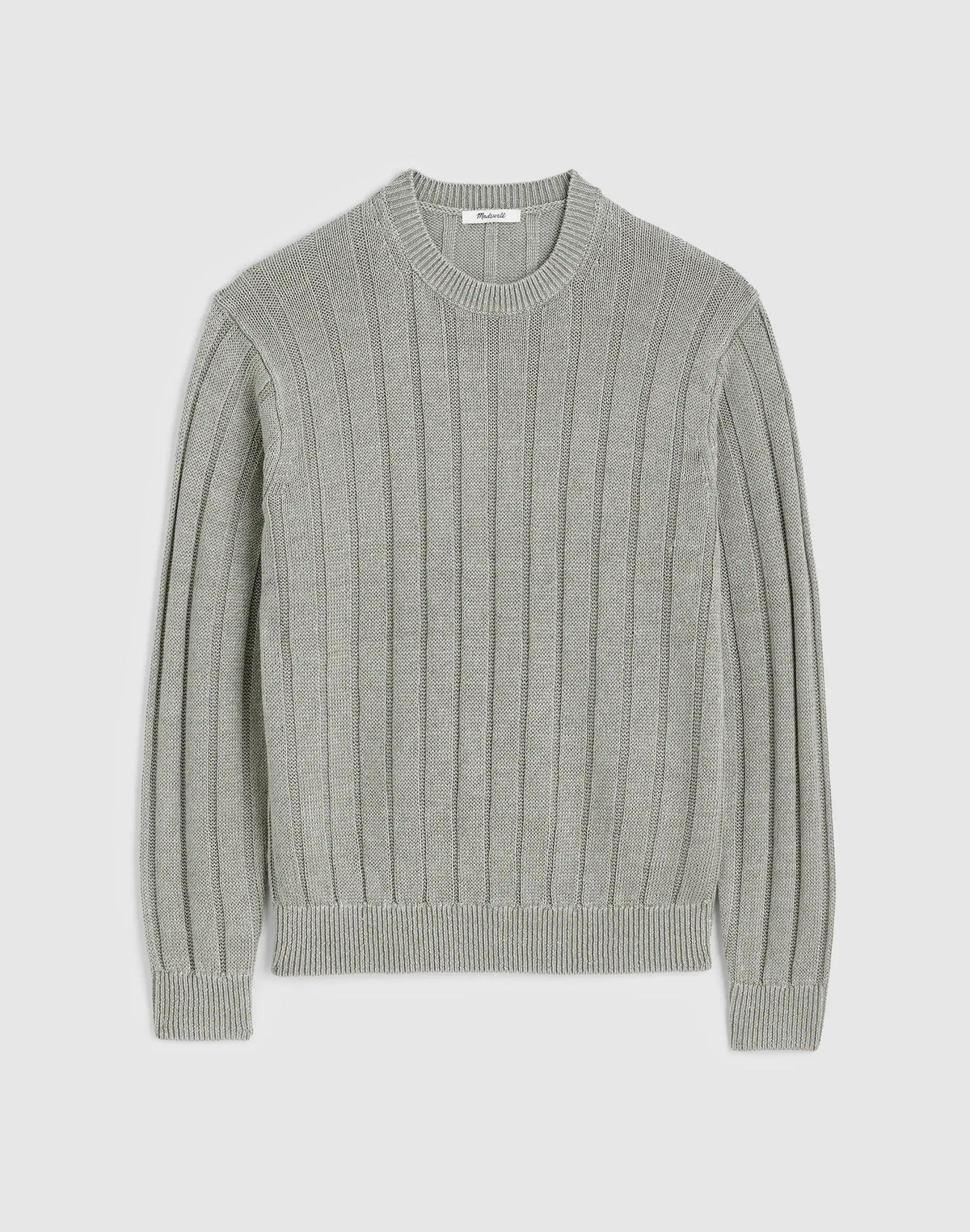 Crewneck Sweater in DuneRib Linen Light Sage | Madewell