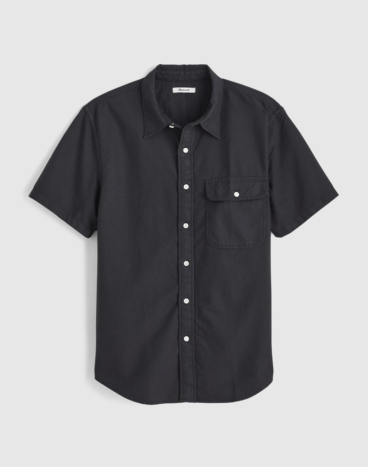 Short-Sleeve Single-Pocket Shirt in Allday Oxford Licorice | Madewell
