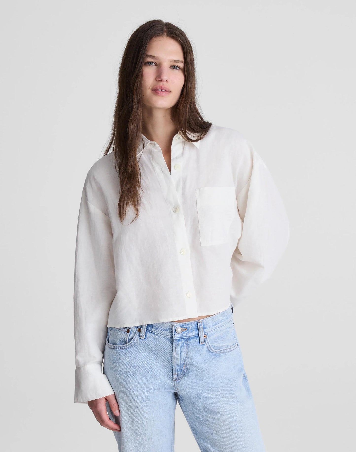Straight-Hem Shirt in Linen-Cotton Blend Ivory Linen | Madewell