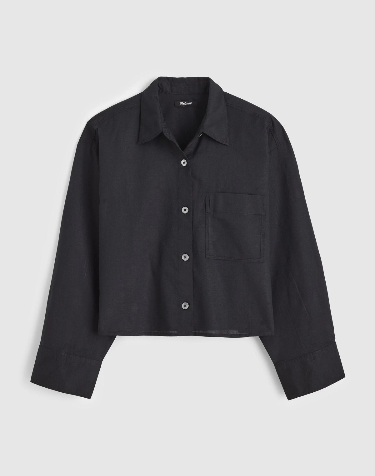 Straight-Hem Shirt in Linen-Cotton Blend Jet Black | Madewell