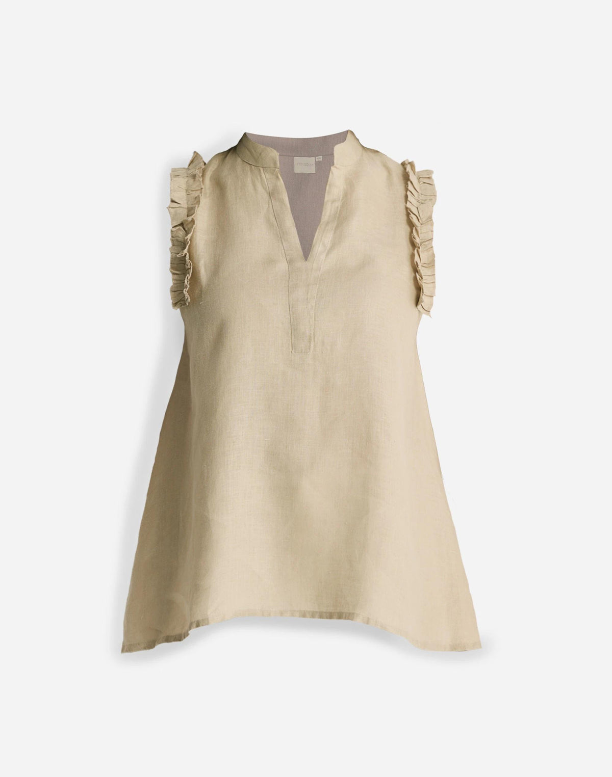 Reistor® Sleeveless 100% Hemp Top with Ruffles in Neutral Beige Beige | Madewell