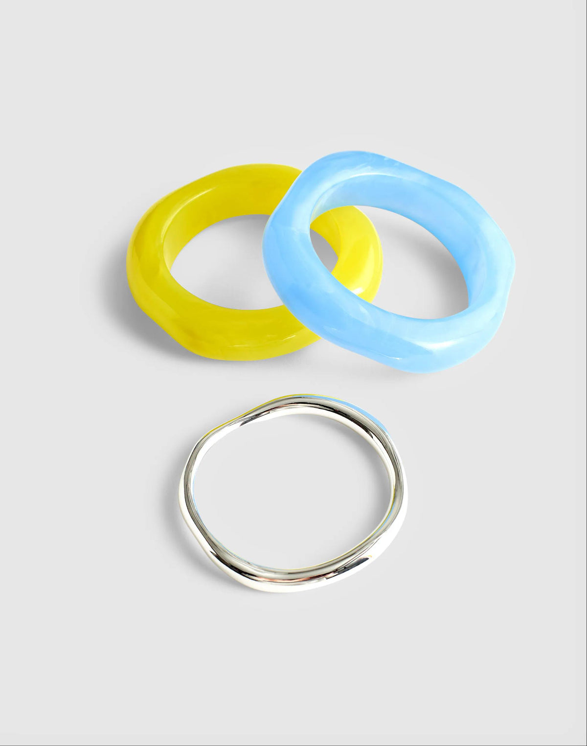Three-Pack Sculptural Resin Bangle Bracelet Set Tranquil Blue | Madewell