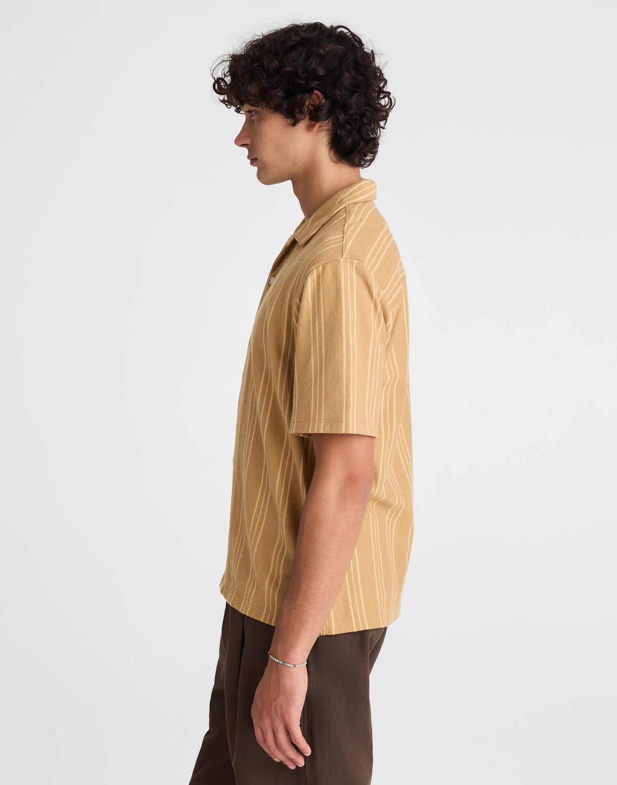 The Camp Shirt in Seaport Terry Golden Khaki | Madewell