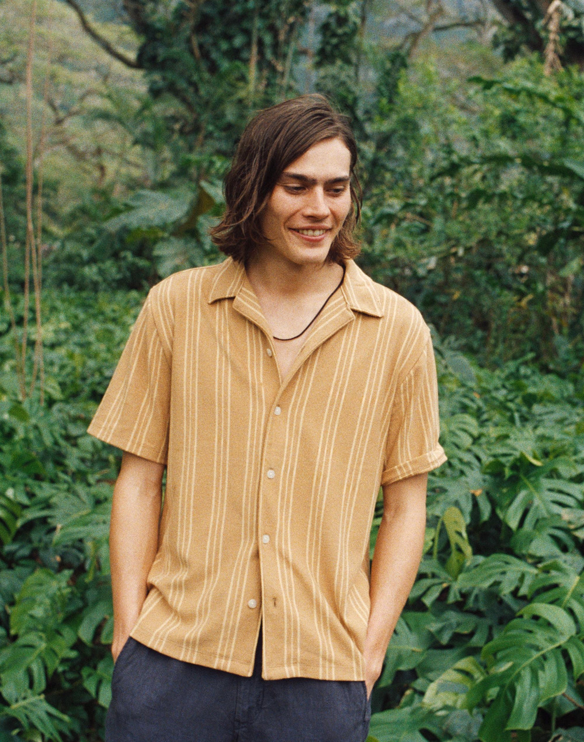 The Camp Shirt in Seaport Terry Golden Khaki | Madewell