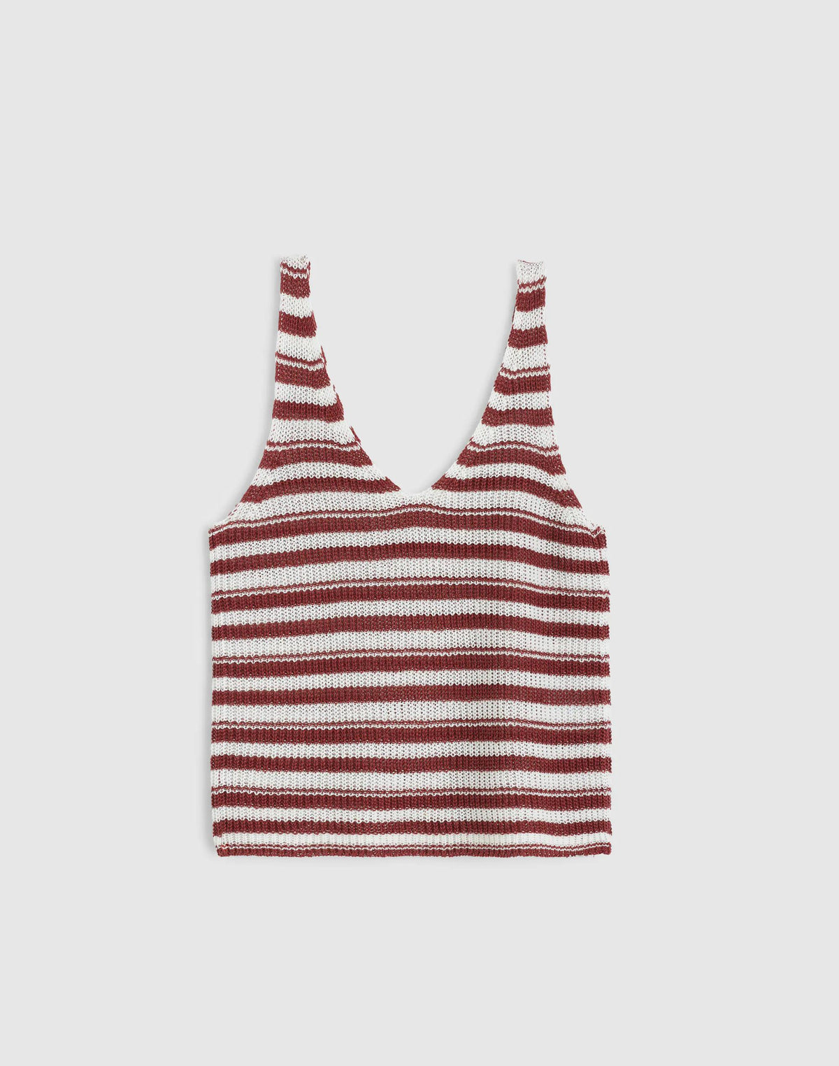 V-Neck Tank in 100% Linen Ivory And Dusty Merlot | Madewell