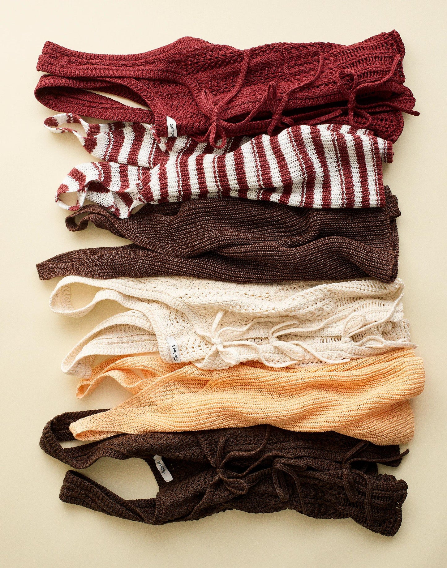 V-Neck Tank in 100% Linen Ivory And Dusty Merlot | Madewell