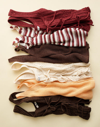 V-Neck Tank in 100% Linen Ivory And Dusty Merlot | Madewell