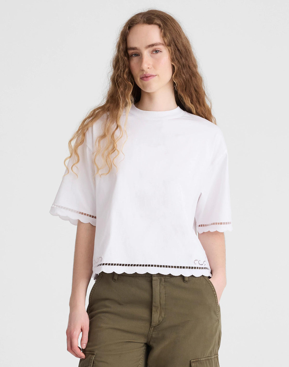 The Boxy Crop Tee in Allday Jersey White | Madewell