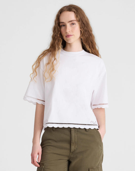 The Boxy Crop Tee in Allday Jersey White | Madewell