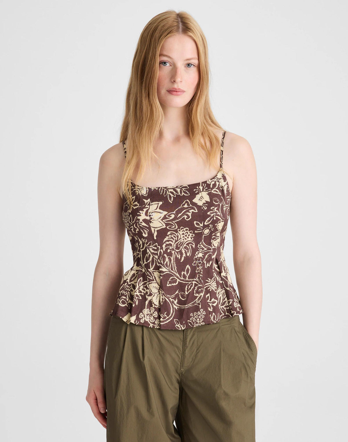 Darted Peplum Cami Top Dark Brown | Madewell