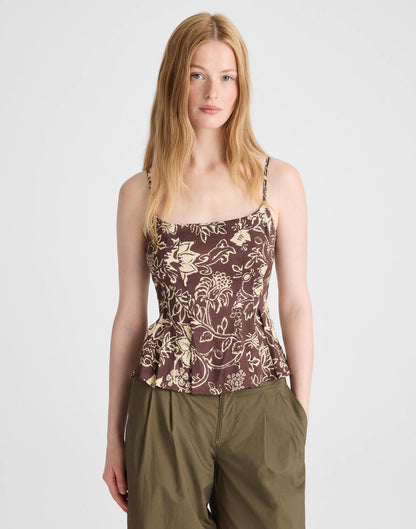 Darted Peplum Cami Top Dark Brown | Madewell
