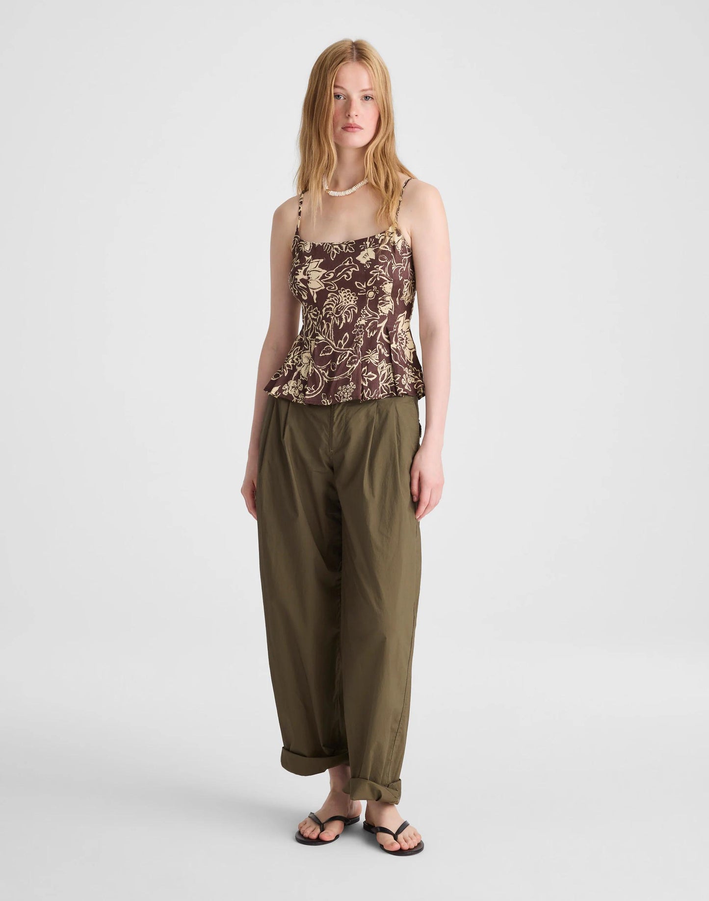 Darted Peplum Cami Top Dark Brown | Madewell