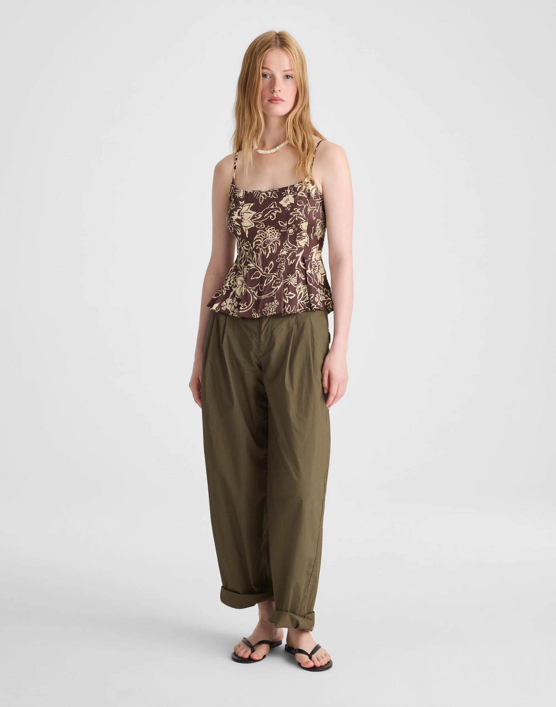 Darted Peplum Cami Top Dark Brown | Madewell