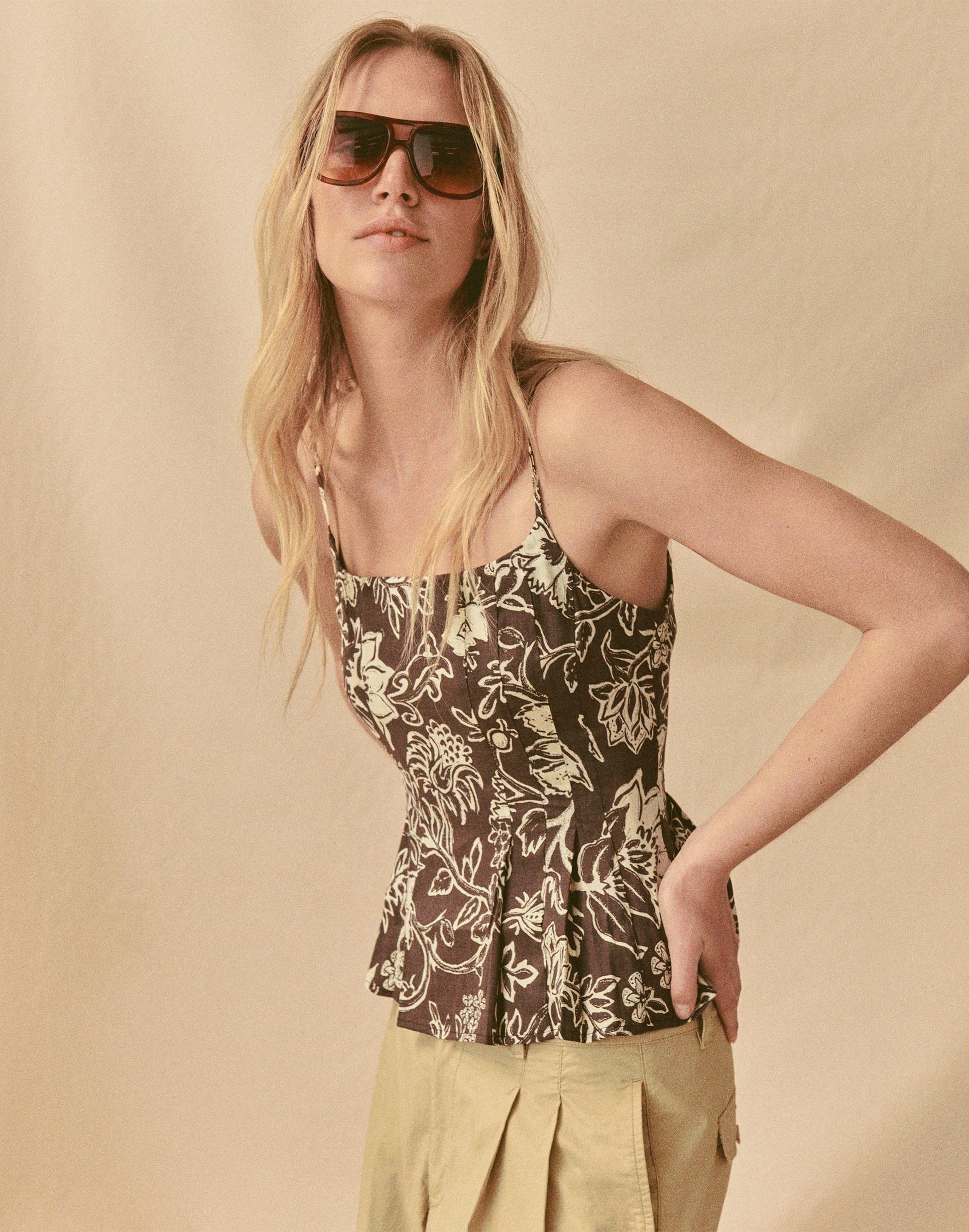 Darted Peplum Cami Top Dark Brown | Madewell