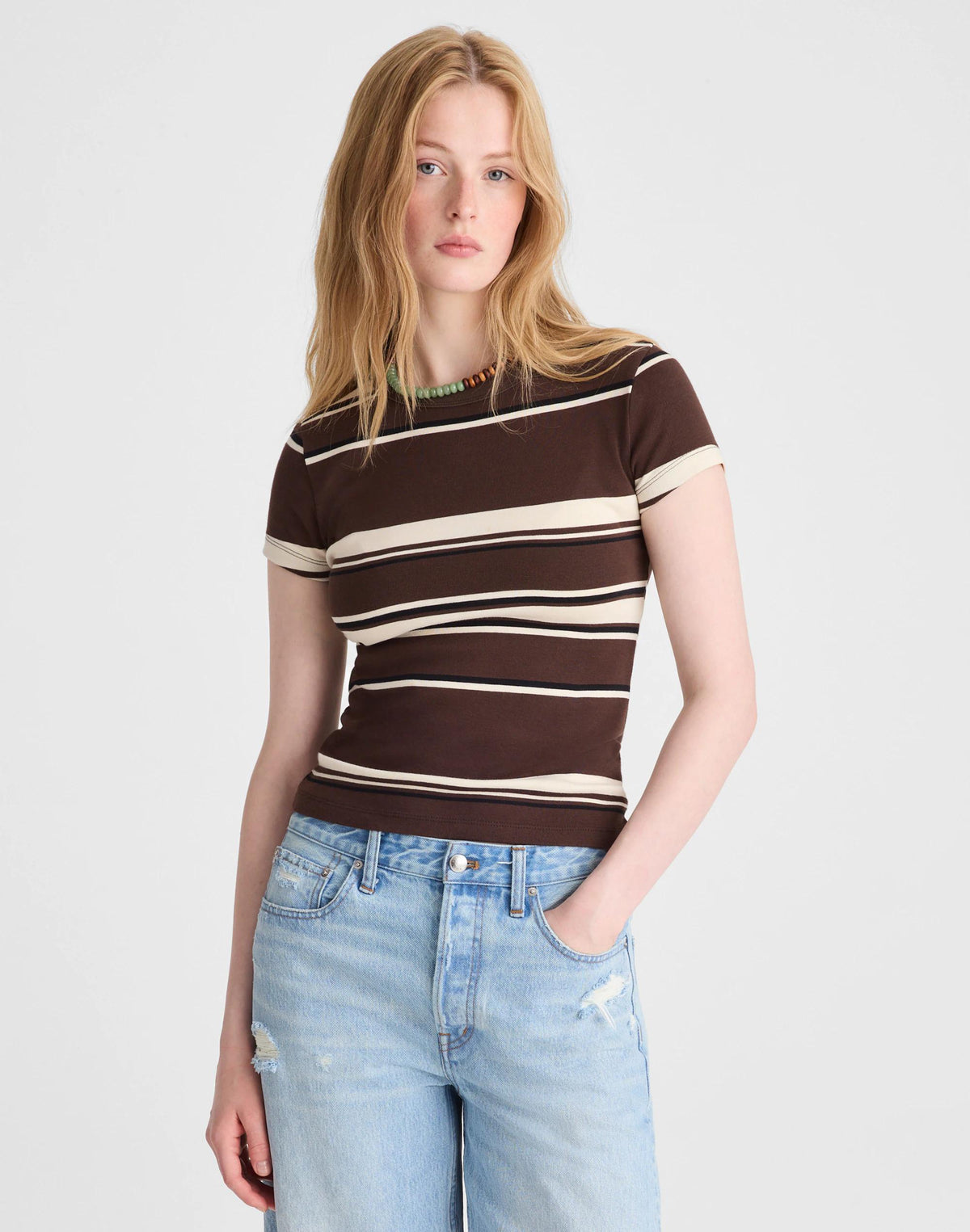 The '90s Crewneck Tee in Compact Cotton Dark Brown | Madewell