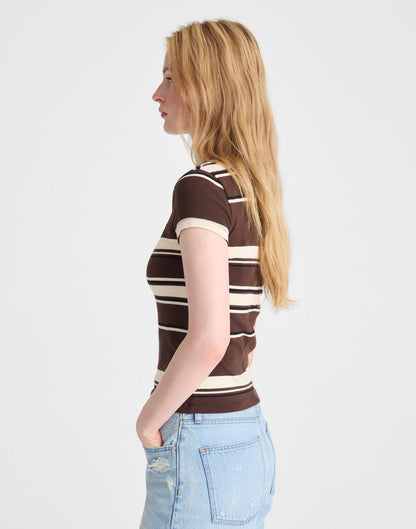 The '90s Crewneck Tee in Compact Cotton Dark Brown | Madewell