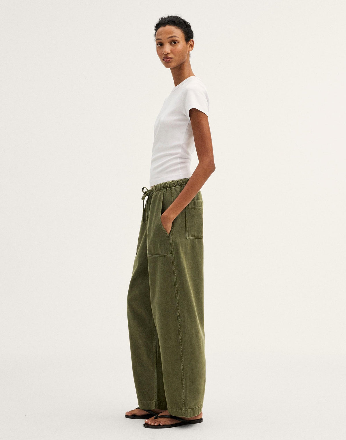 Pull-On Barrel-Leg Utility Pants in Airy Denim Faded Ivy | Madewell
