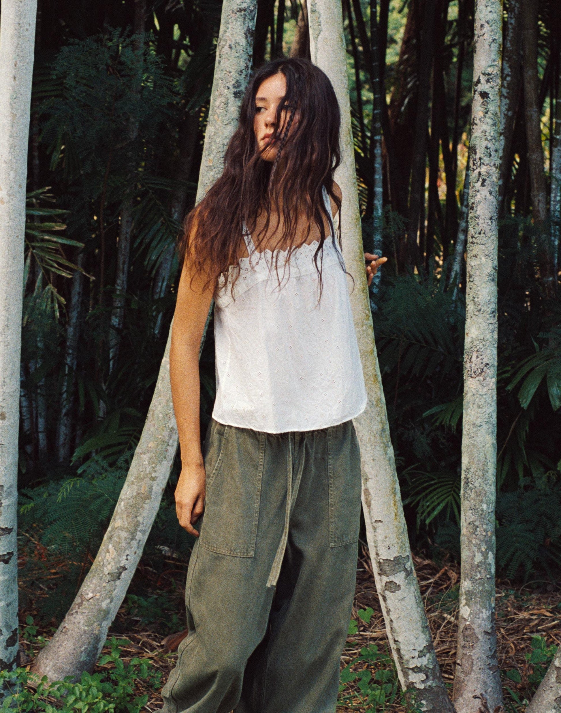 Pull-On Barrel-Leg Utility Pants in Airy Denim Faded Ivy | Madewell