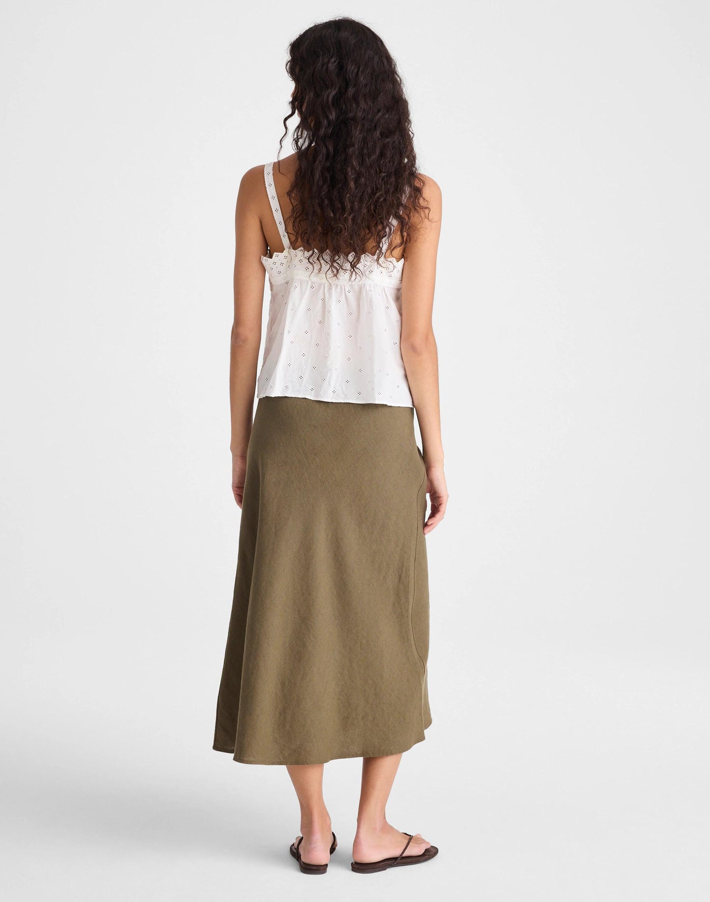 Drawstring Slip Skirt in 100% Linen Faded Ivy | Madewell