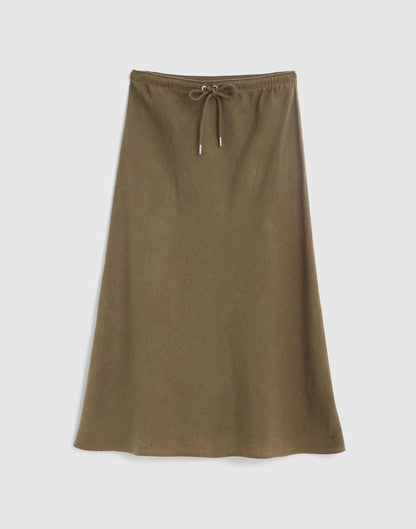 Drawstring Slip Skirt in 100% Linen Faded Ivy | Madewell
