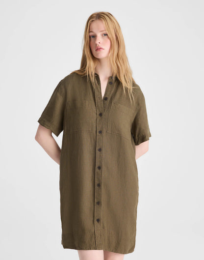 Relaxed Mini Shirtdress in 100% Linen Faded Ivy | Madewell