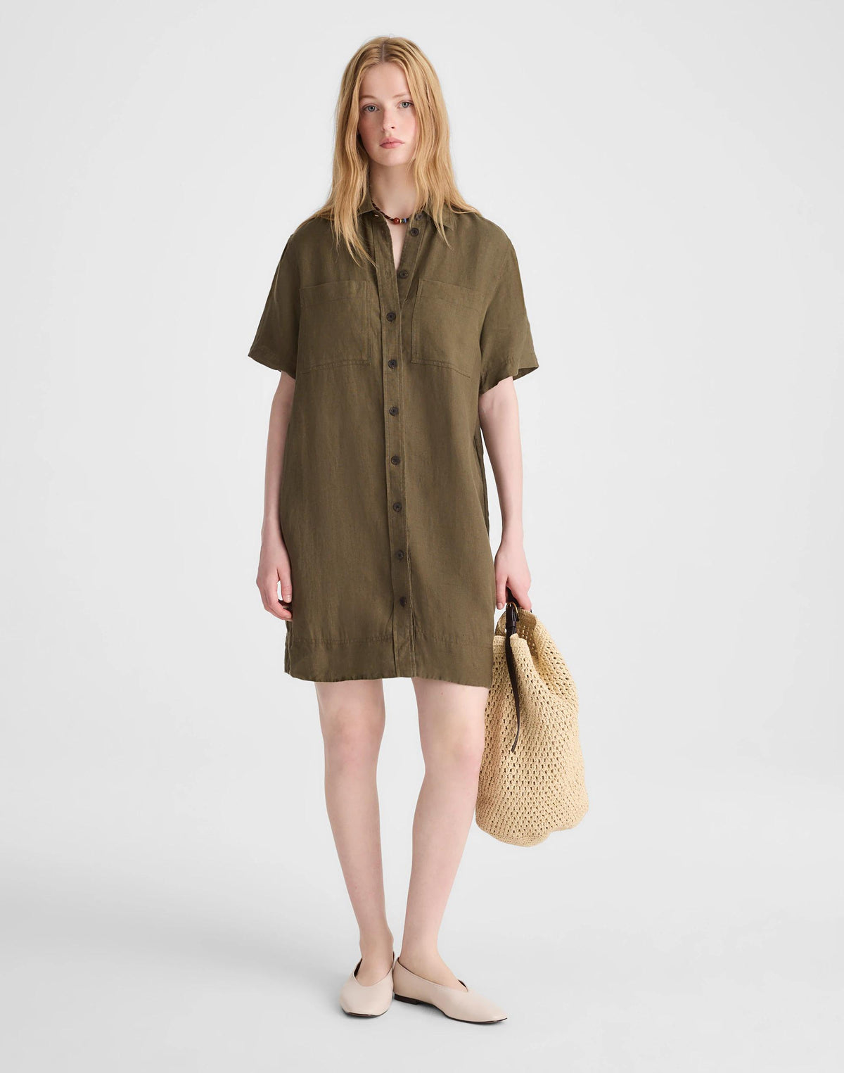 Relaxed Mini Shirtdress in 100% Linen Faded Ivy | Madewell