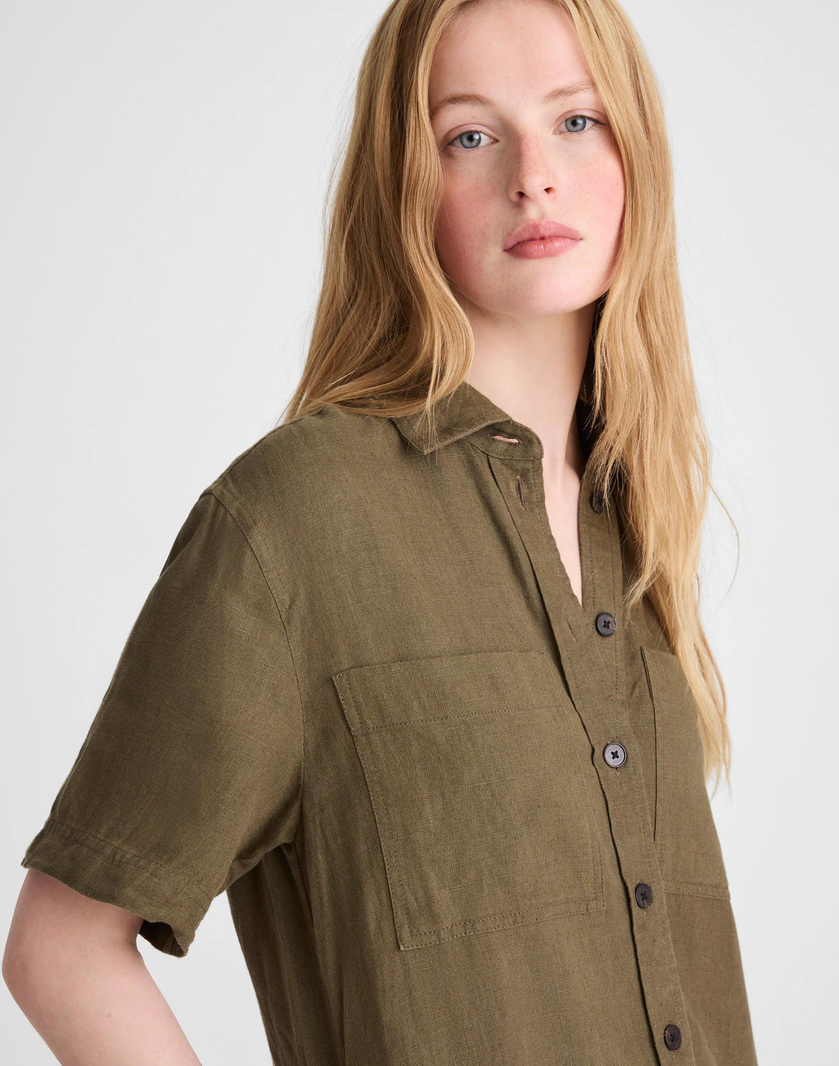Relaxed Mini Shirtdress in 100% Linen Faded Ivy | Madewell