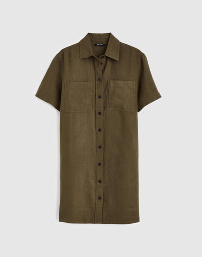 Relaxed Mini Shirtdress in 100% Linen Faded Ivy | Madewell