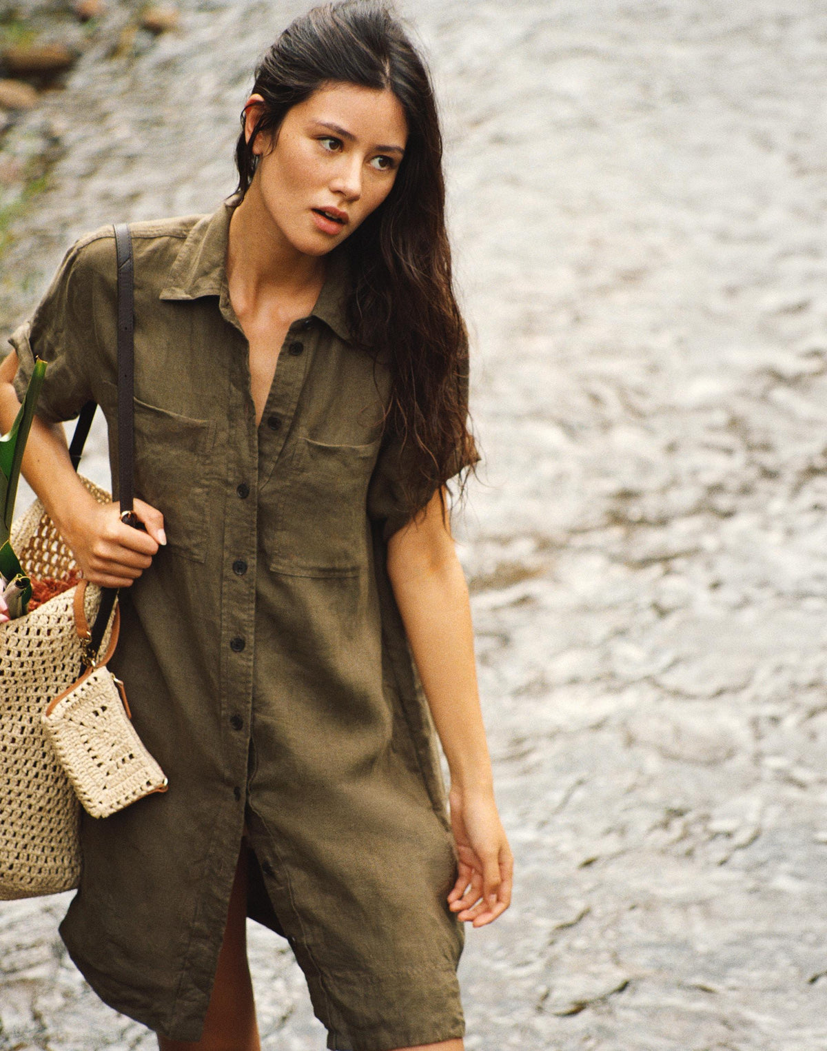 Relaxed Mini Shirtdress in 100% Linen Faded Ivy | Madewell
