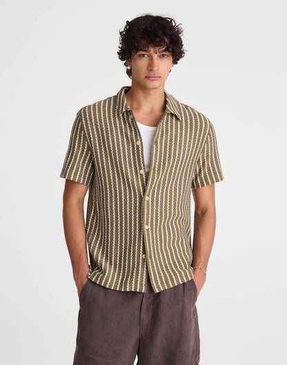 Textured-Knit Short-Sleeve Shirt Olive | Madewell