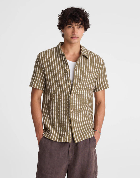 Textured-Knit Short-Sleeve Shirt Olive | Madewell