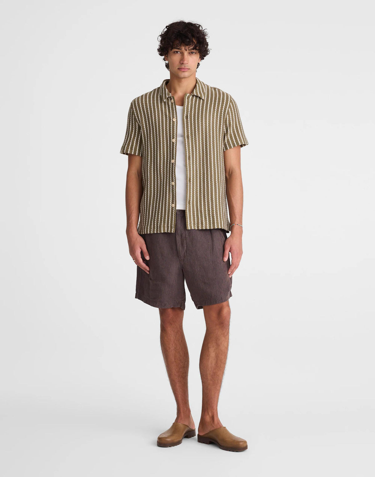 Textured-Knit Short-Sleeve Shirt Olive | Madewell