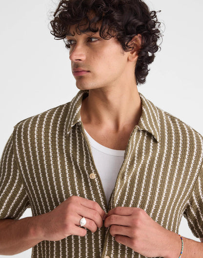 Textured-Knit Short-Sleeve Shirt Olive | Madewell