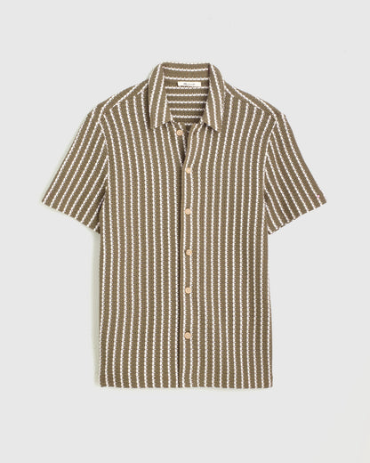 Textured-Knit Short-Sleeve Shirt Olive | Madewell