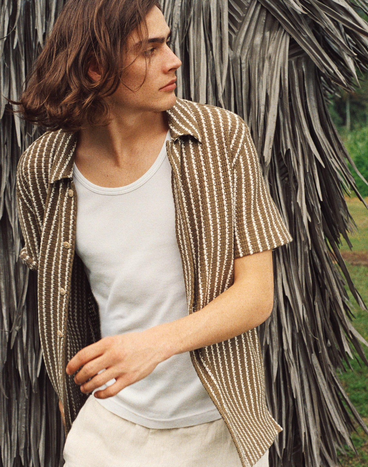 Textured-Knit Short-Sleeve Shirt Olive | Madewell