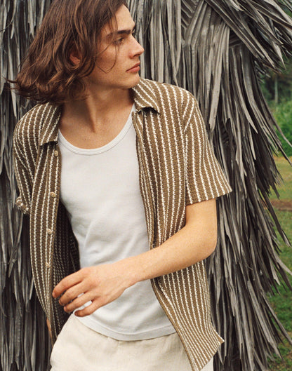 Textured-Knit Short-Sleeve Shirt Olive | Madewell