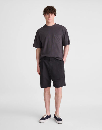 Double-Pleated Shorts in Meridian Linen Blend Black | Madewell